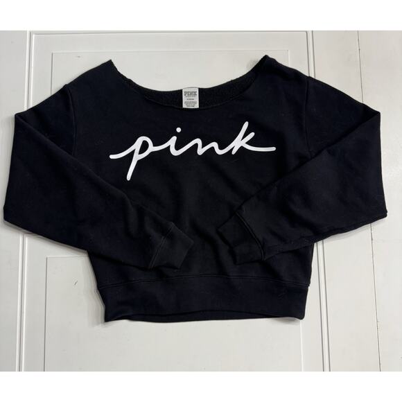 PINK Victoria's Secret Sweaters - PINK Victorias Secret Black White Everyday Lounge Off The Shoulder Sweater Sz M